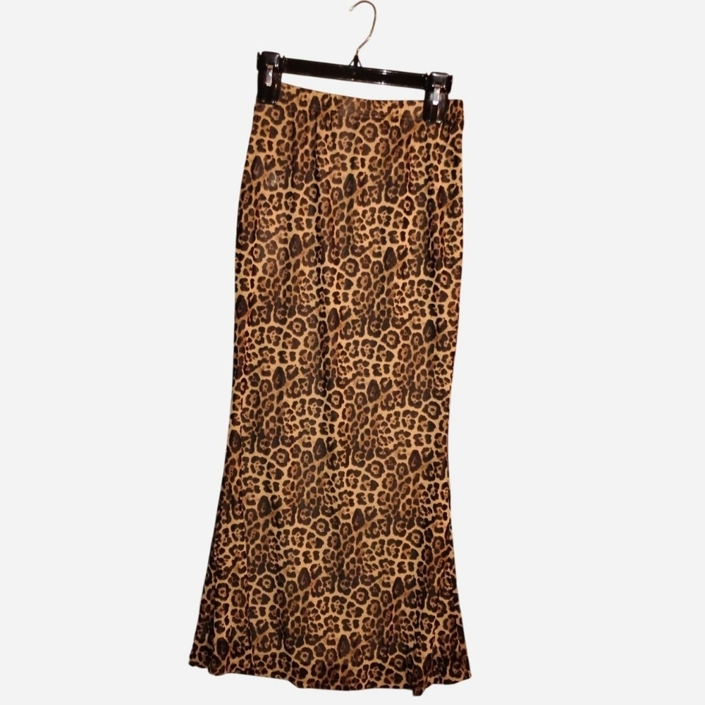 Cider Leopard Print Mesh Mermaid Maxi Skirt - Size Small New